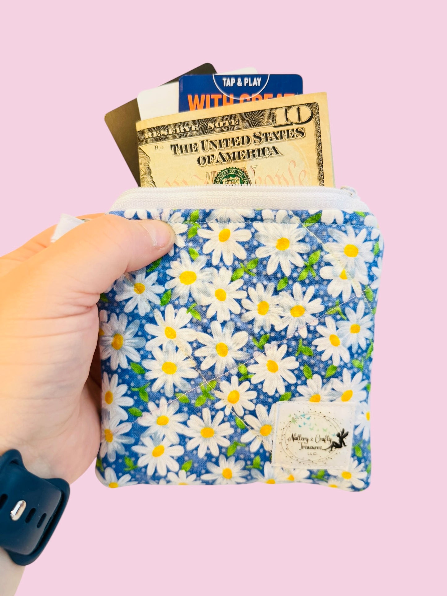 The Blue Daisy Keychain Wallet