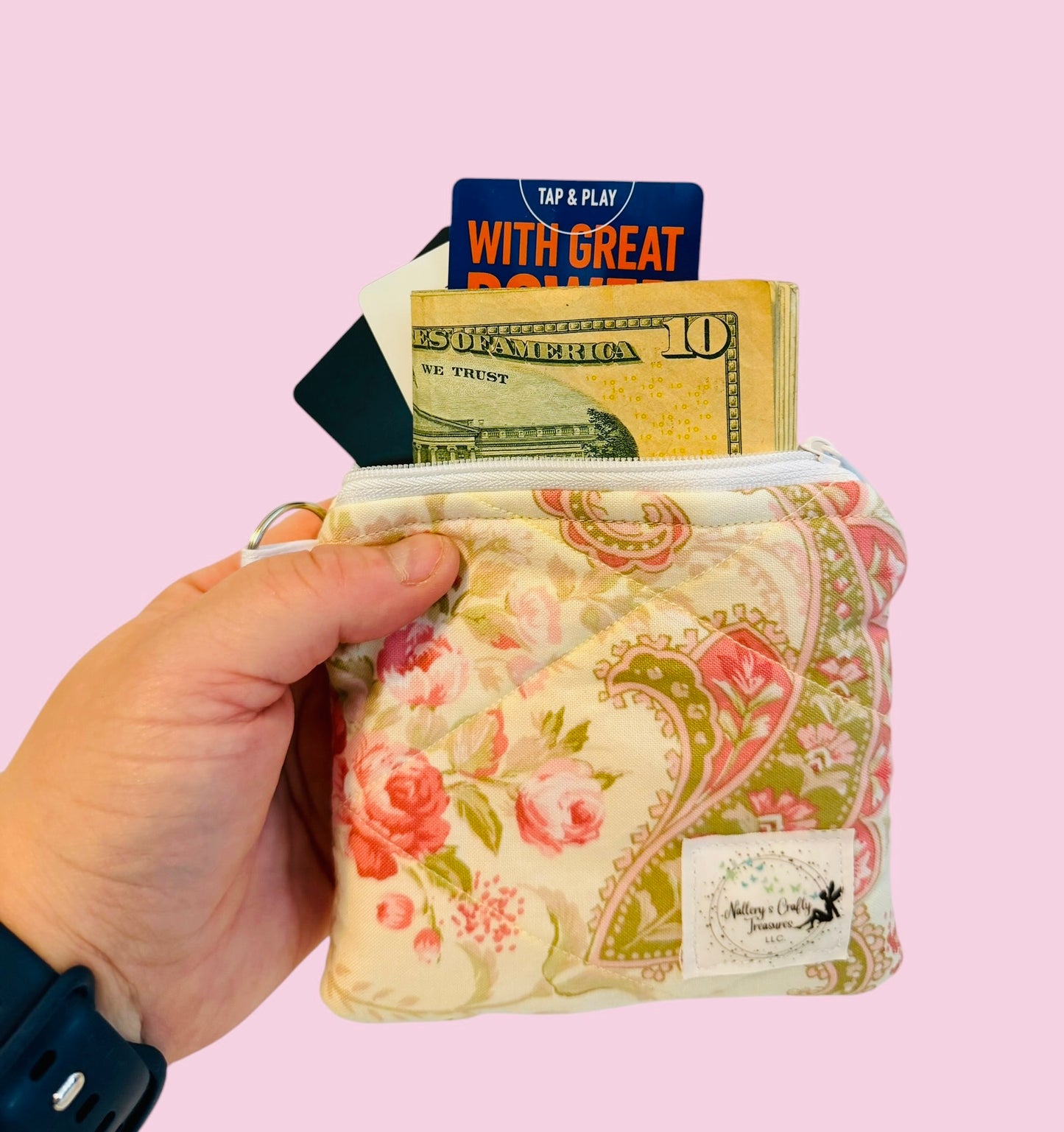 The Pink Floral Paisley Keychain Wallet