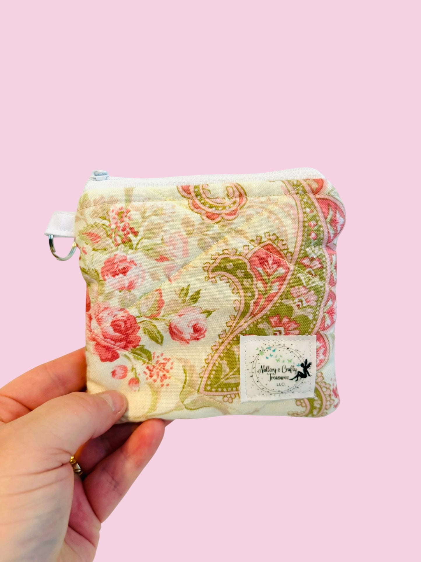 The Pink Floral Paisley Keychain Wallet