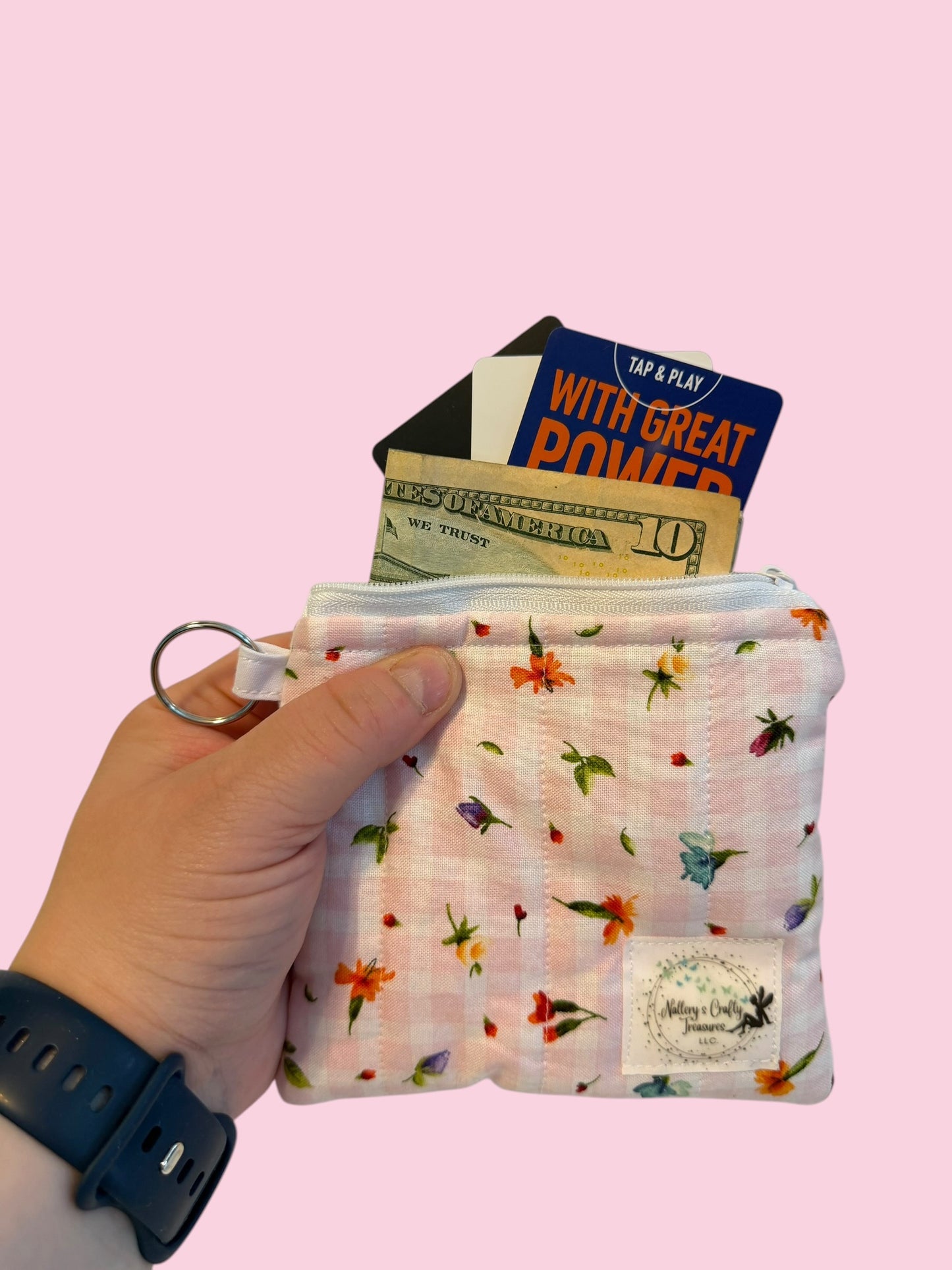The Pink Mini Floral Keychain Wallet