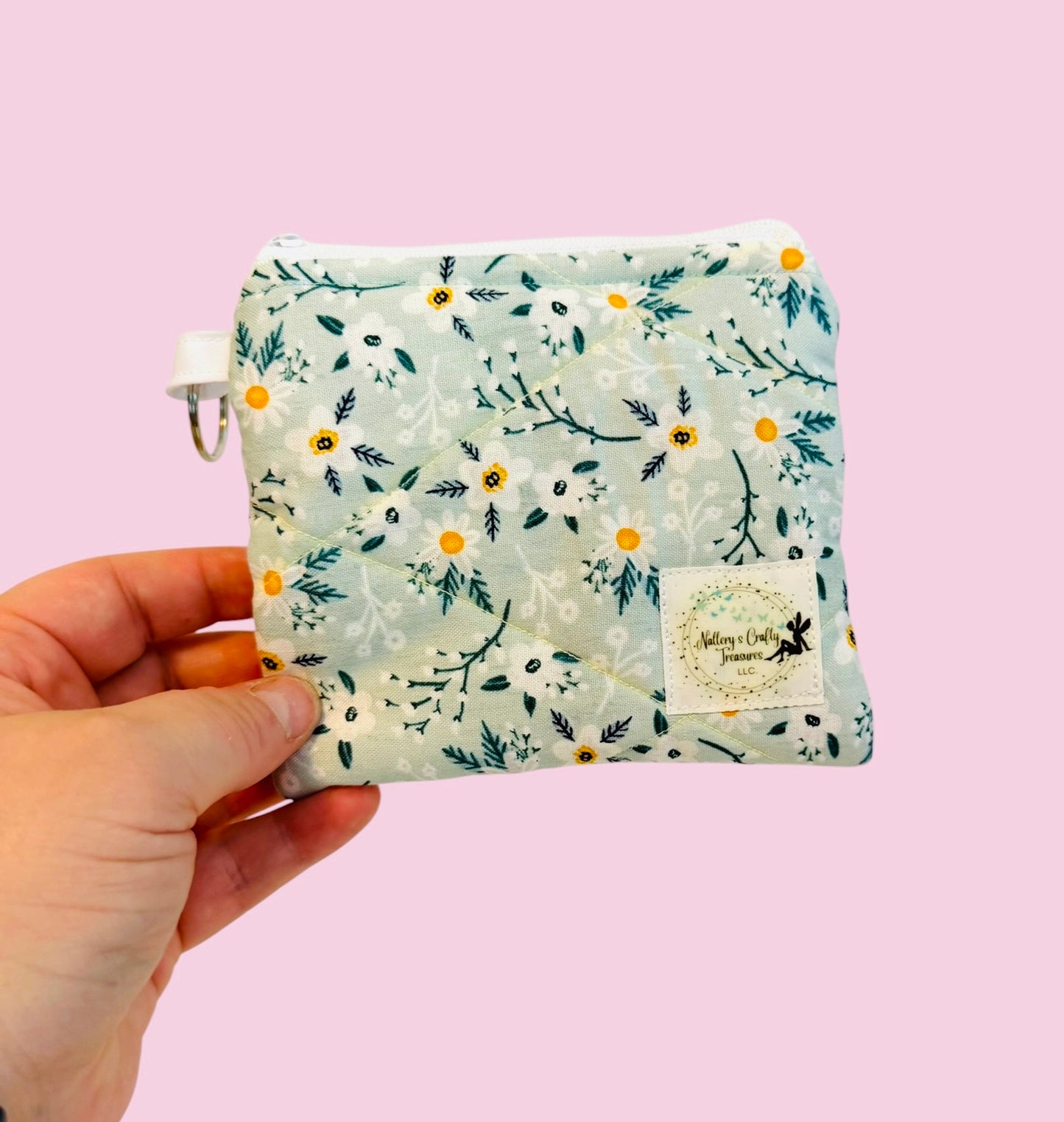 The Tiny Green Floral Keychain Wallet
