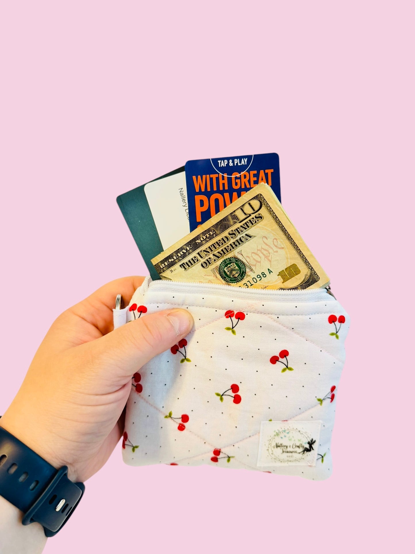 The White Cherry Keychain Wallet