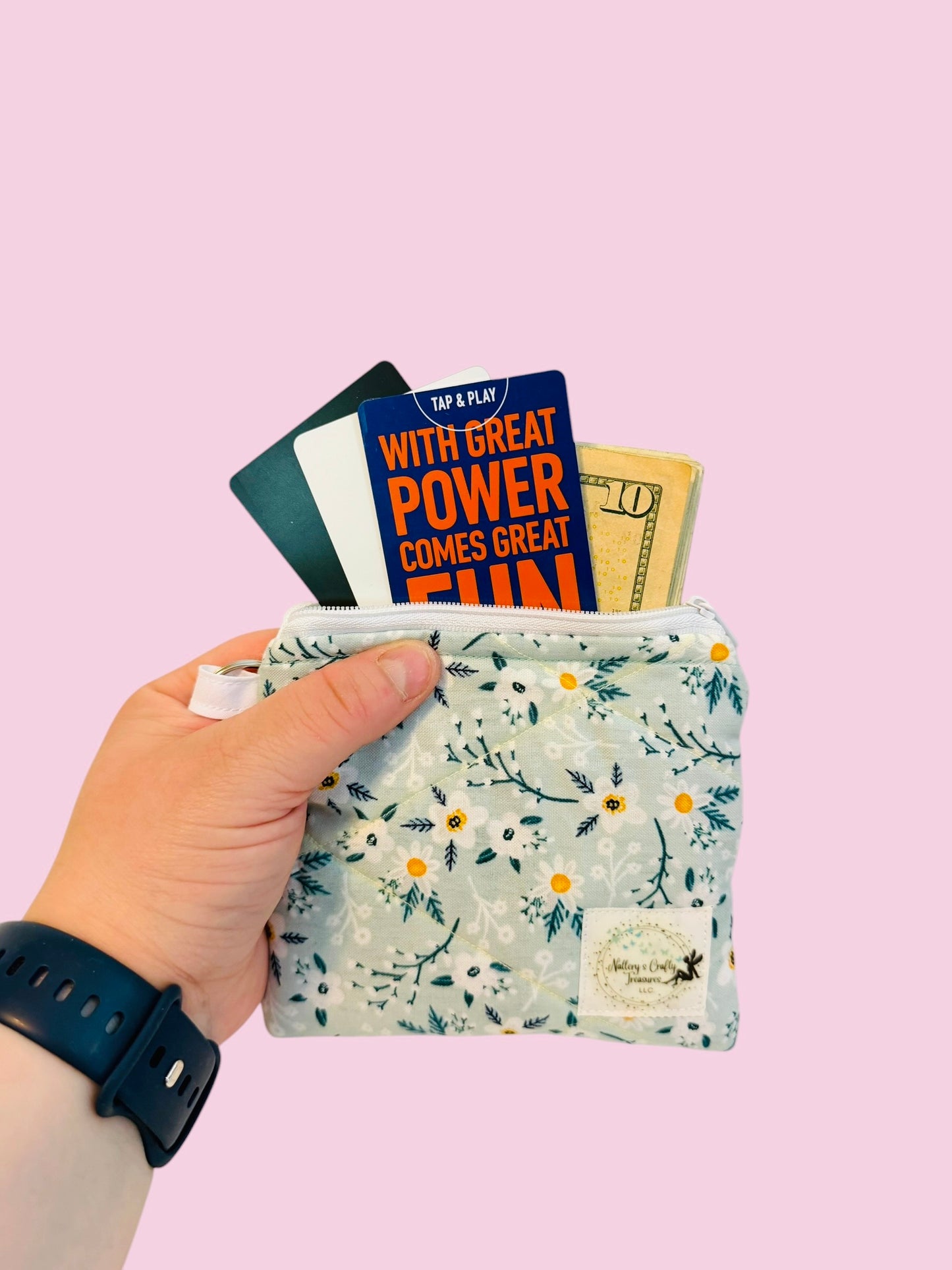The Tiny Green Floral Keychain Wallet