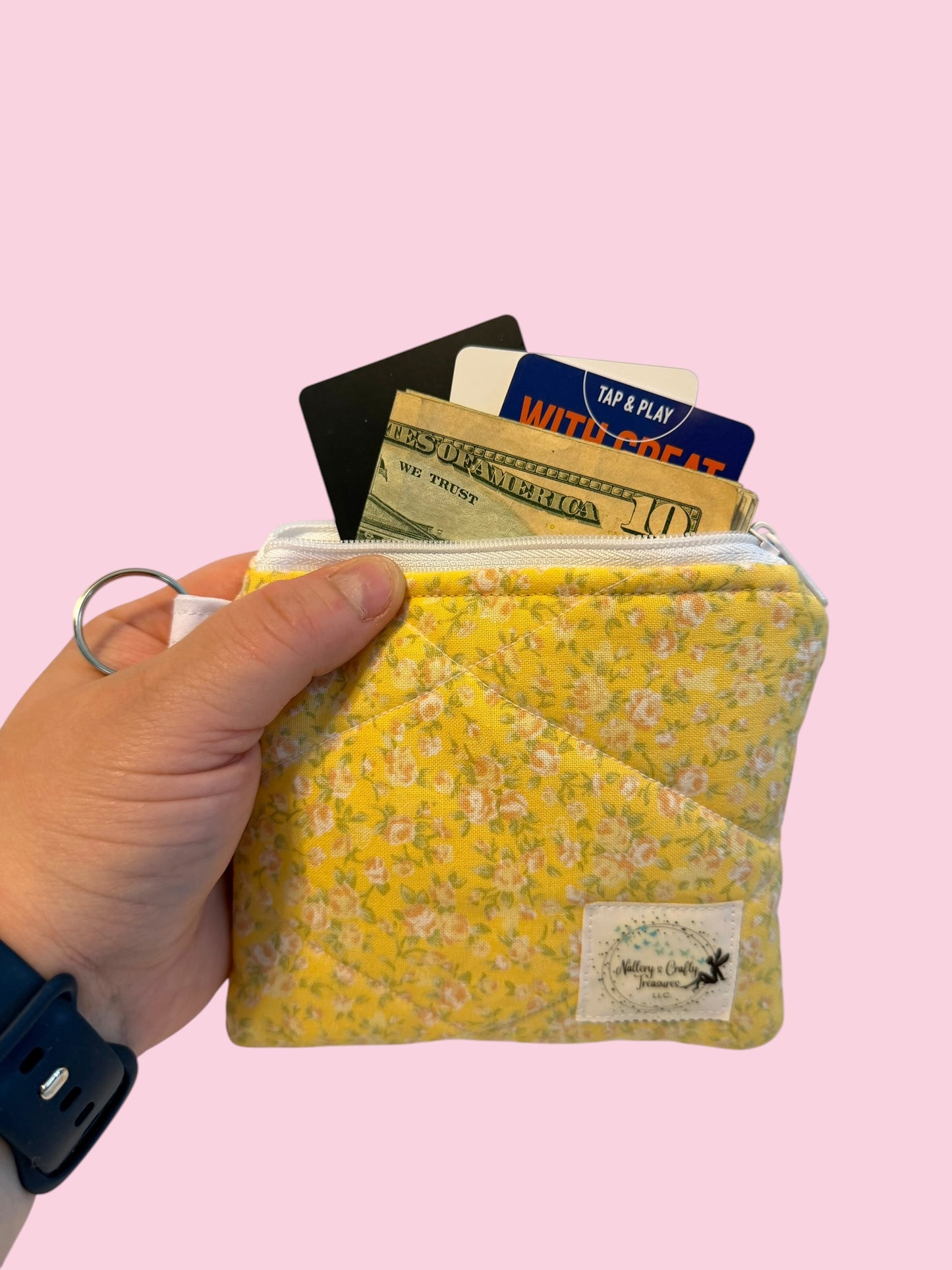 The Yellow Floral Keychain Wallet
