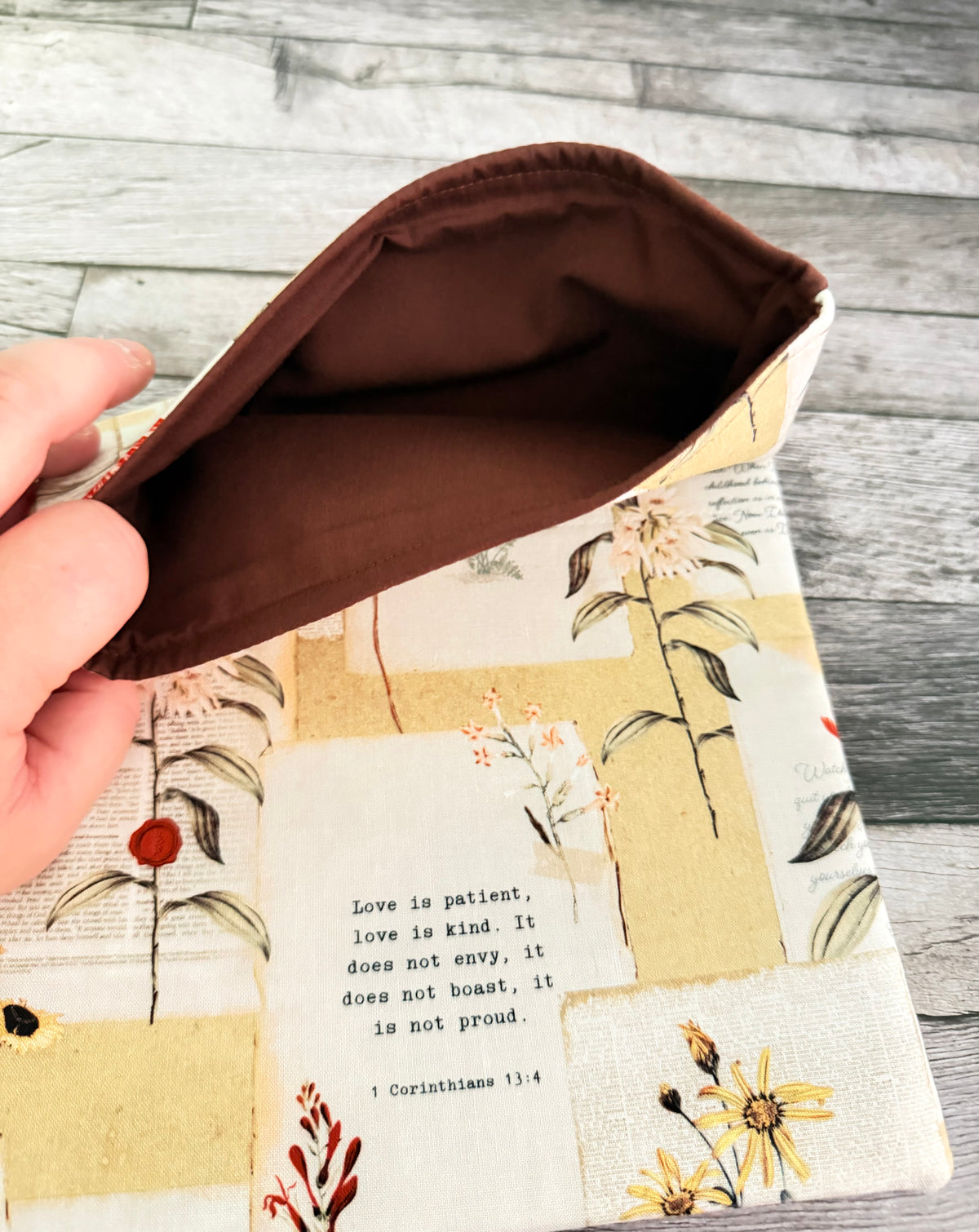 Love is Patient Floral Book Sleeve