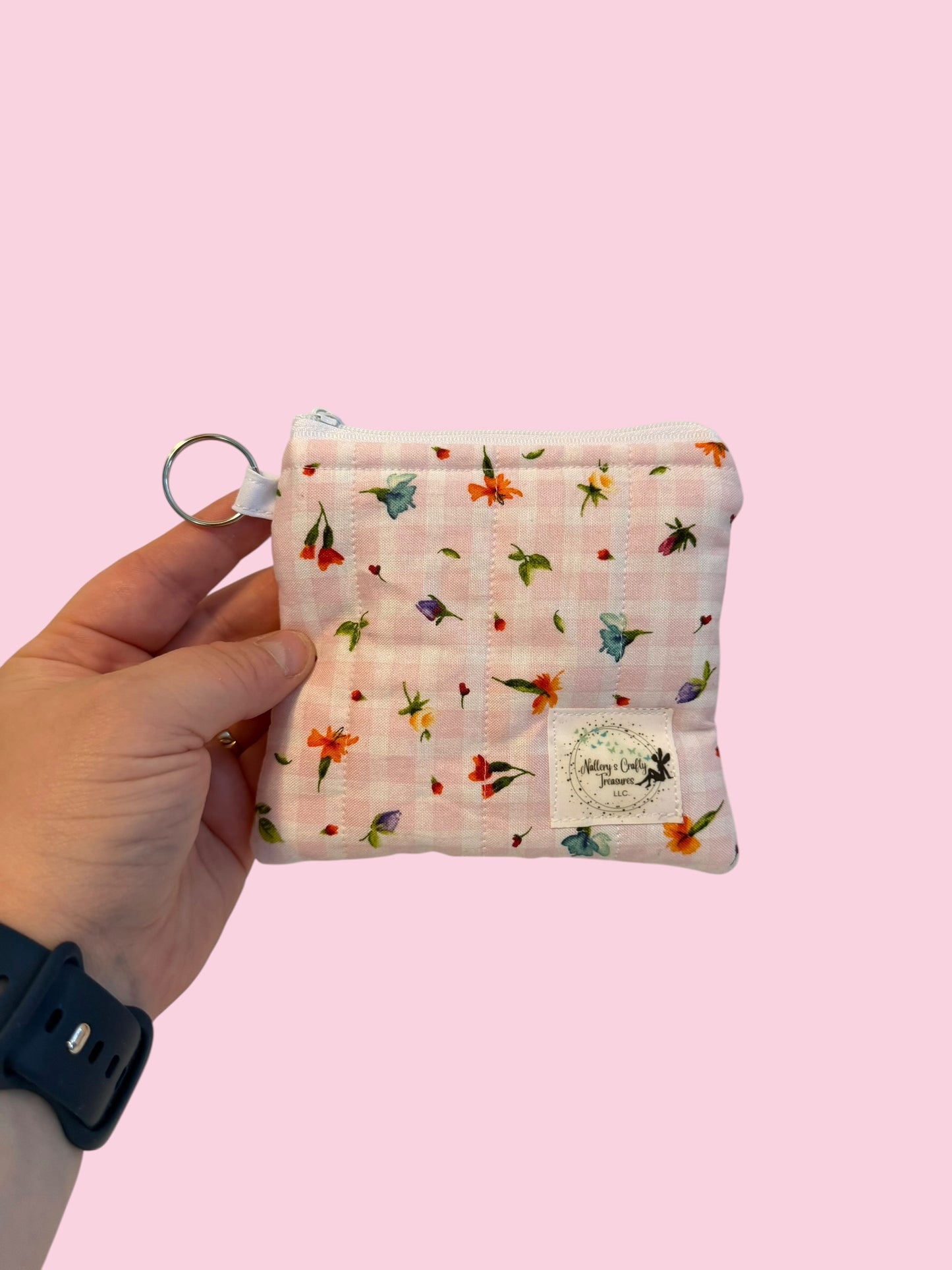 The Pink Mini Floral Keychain Wallet