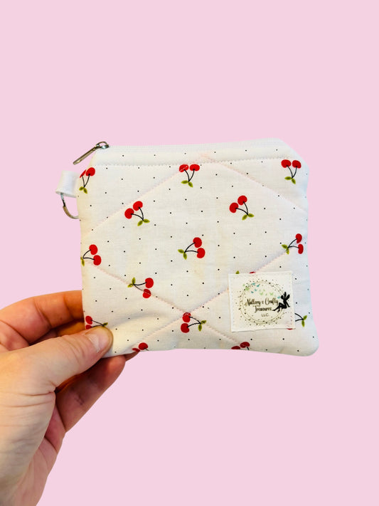 The White Cherry Keychain Wallet